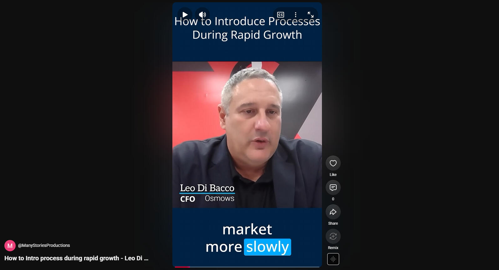 Leo Di Bacco's advice on how to introduce processes during rapid growth.